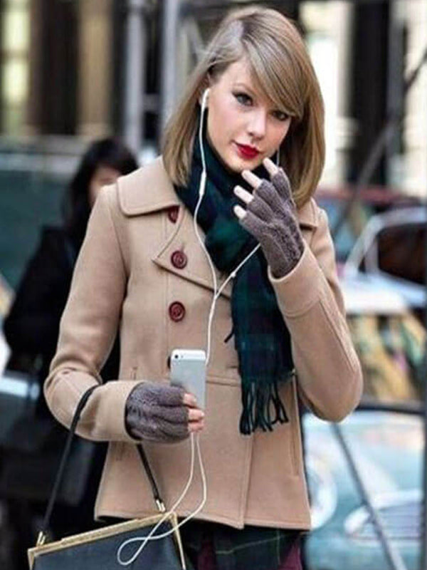 Taylor Swift Womens Brown Wool Coat Free Shipping USA UK Australia