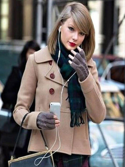 Taylor Swift Womens Brown Wool Coat Free Shipping USA UK Australia