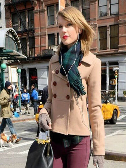 Taylor Swift Womens Brown Wool Coat
