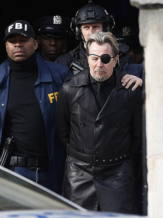 The Courier Gary Oldman Black Leather Coat