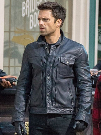 The Falcon And The Winter Soldier Sebastian Stan Leather Trucker Jacket