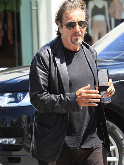The Irishman Al Pacino Black Leather Coat