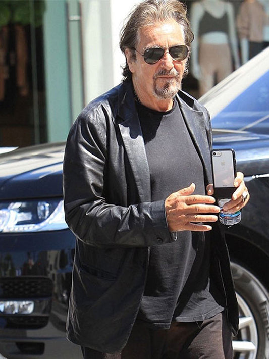 The Irishman Al Pacino Black Leather Coat