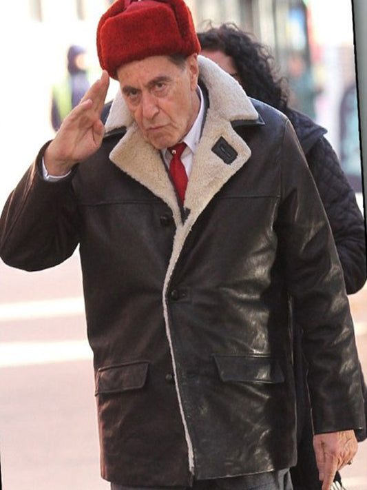 The Irishman Jimmy Hoffa Al Pacino Leather Shearling Jacket