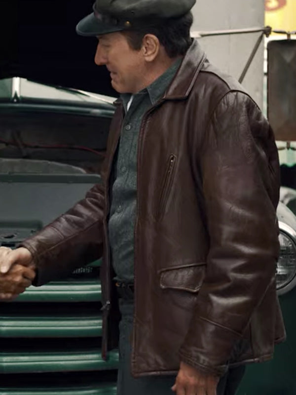 The Irishman Robert De Niro Brown Leather Jacket Black Friday Sale