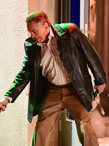 The Irishman Robert De Niro Mob Hit Brown Leather Coat Black Friday Sale