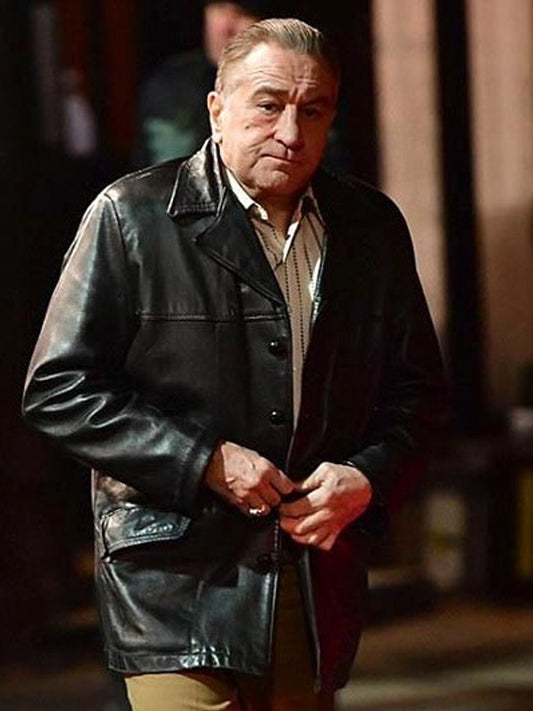 The Irishman Robert De Niro Mob Hit Brown Leather Coat