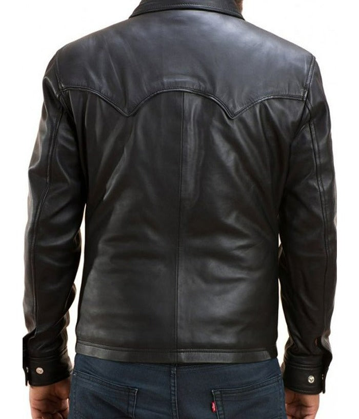 The Walking Dead David Morrisse Trucker Leather Jacket Buy now