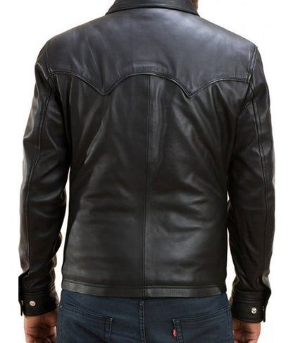 The Walking Dead David Morrisse Trucker Leather Jacket Buy now