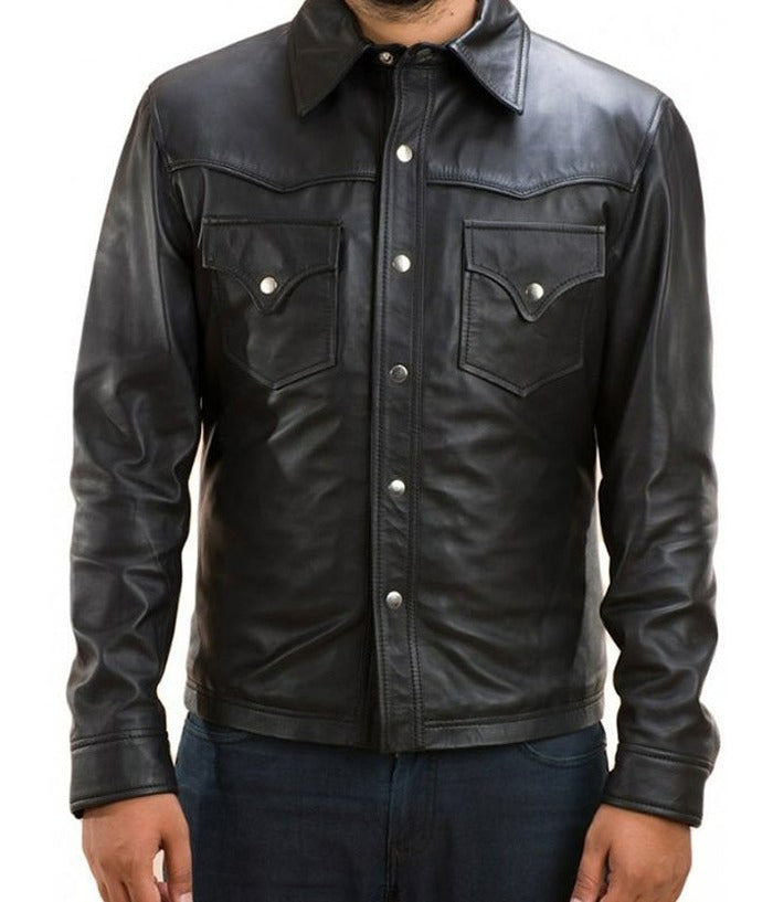 The Walking Dead David Morrisse Trucker Leather Jacket USA UK Free Shipping