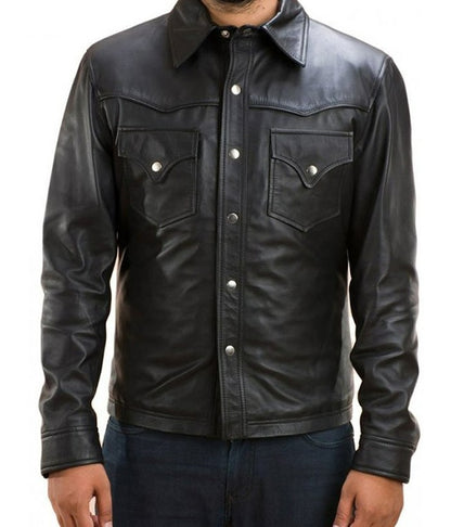 The Walking Dead David Morrisse Trucker Leather Jacket USA UK Free Shipping