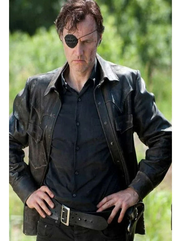The Walking Dead David Morrisse Trucker Leather Jacket