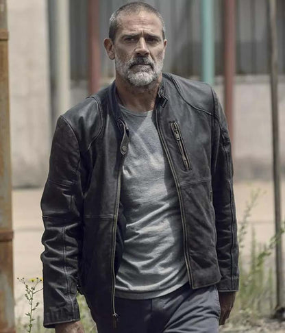 The Walking Dead Season 9 Negan Black Leather Jacket lederjacke herren