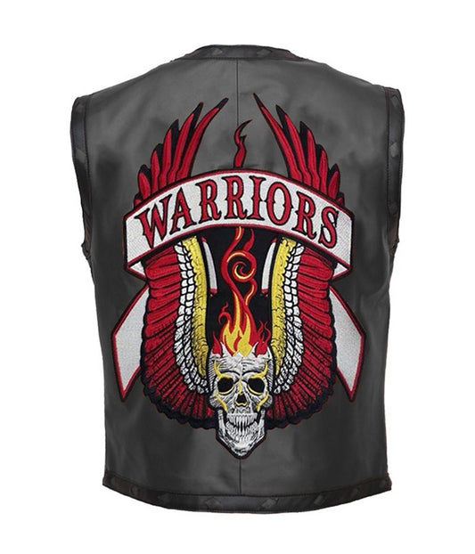 The Warriors Movie Black Leather Biker Vest Free Shipping USA UK Canada