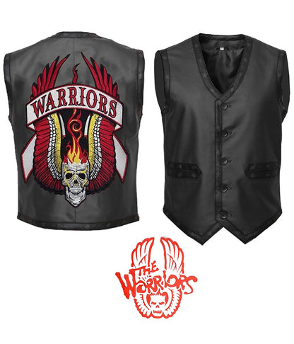 The Warriors Movie Black Leather Biker Vest