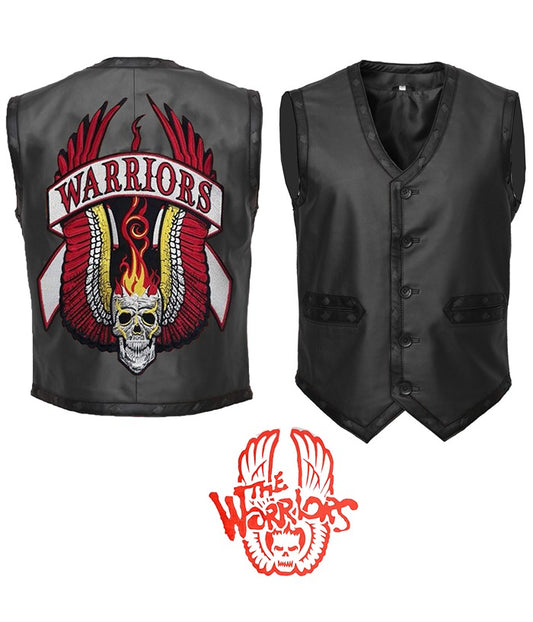 The Warriors Movie Black Leather Biker Vest