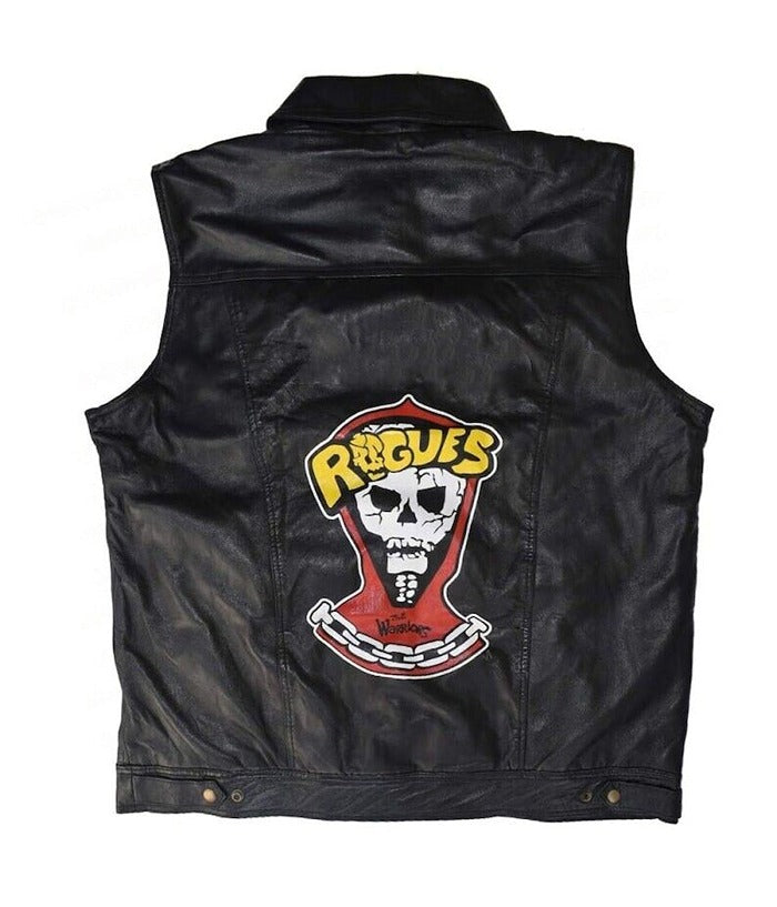 The Warriors Rogues Biker Black Leather Vest Cosplay Costume