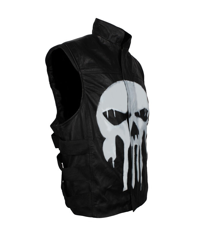 Thomas Jane The Punisher Tactical Black Leather Vest Easter Sale