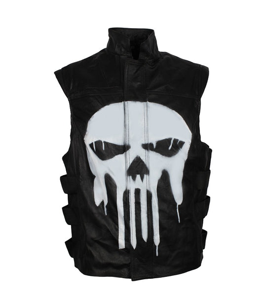 Thomas Jane The Punisher Tactical Black Leather Vest Halloween Sale