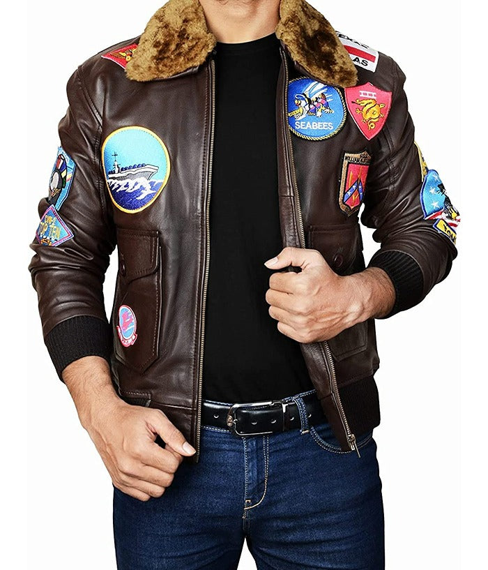 Tom Cruise Top Gun Pete Bomber Maverick Brown Leather Jacket Shop now