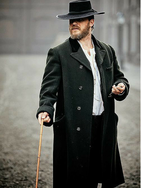 Tom Hardy Peaky Blinders Alfie Solomons Black Wool Coat Black Friday Sale
