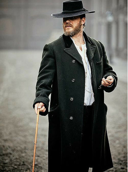 Tom Hardy Peaky Blinders Alfie Solomons Black Wool Coat Black Friday Sale