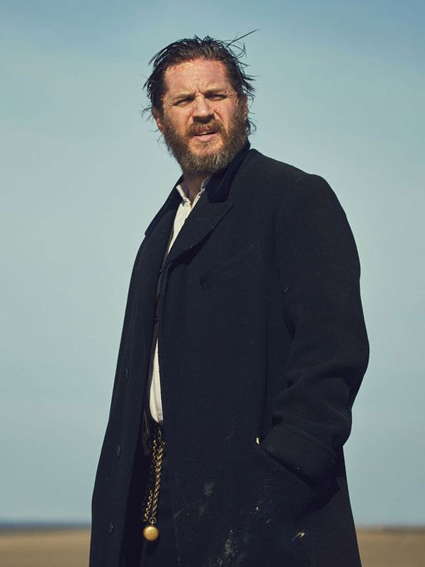 Tom Hardy Peaky Blinders Alfie Solomons Black Wool Coat Free Shipping UK USA Canada