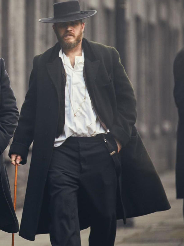 Tom Hardy Peaky Blinders Alfie Solomons Black Wool Coat Winter Sale