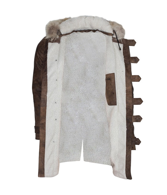 Tom Hardy The Dark Knight Rises Hooded Distressed Bane Leather Coat Black Friday Sale