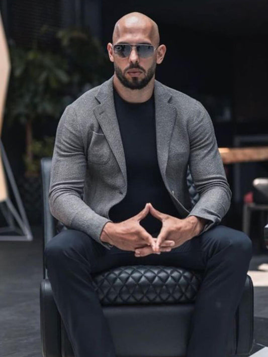 Top G Andrew Tate Gray Cobra Wool Blazer Shop now