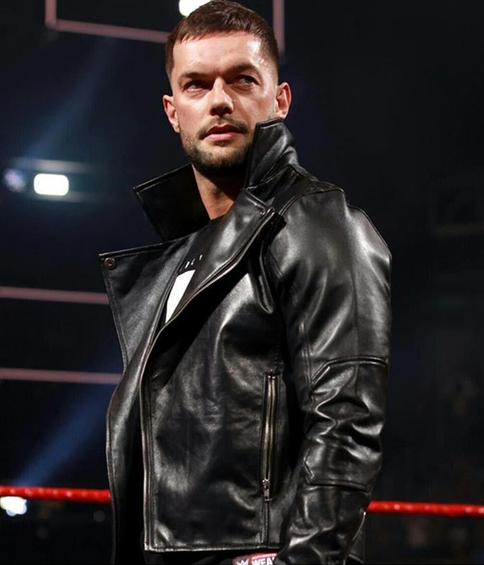 WWE Finn Balor Black Leather Biker Jacket Halloween Sale