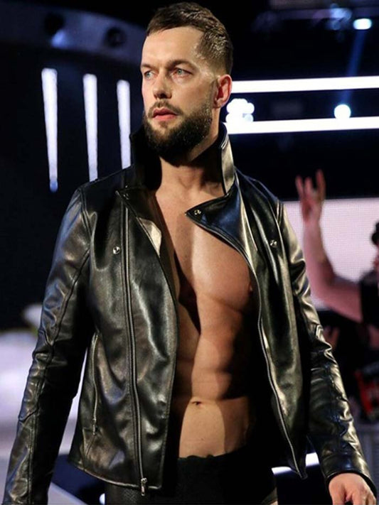WWE Finn Balor Black Leather Biker Jacket