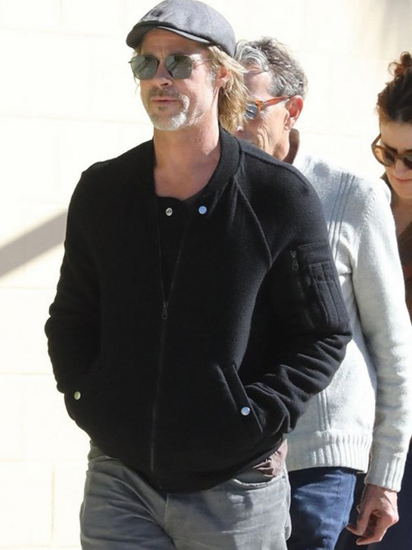 Wolves Brad Pitt Classic Black Wool Jacket Free shipping UK USA Canada