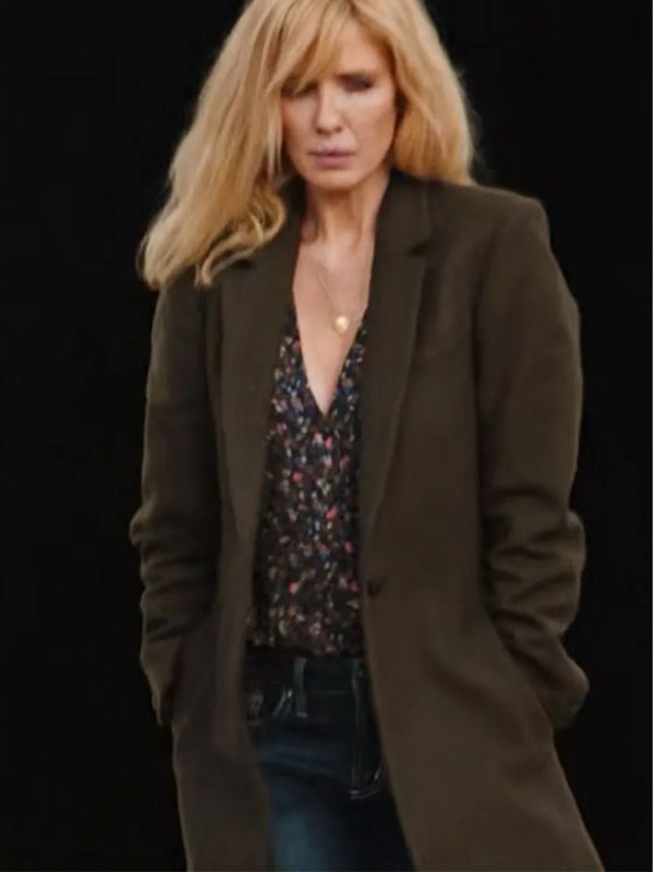 Women Beth Dutton Yellowstone Green Wool Coat Free Shipping Worldwide