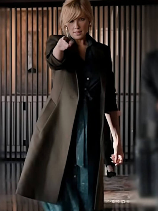 Women Beth Dutton Yellowstone Green Wool Coat