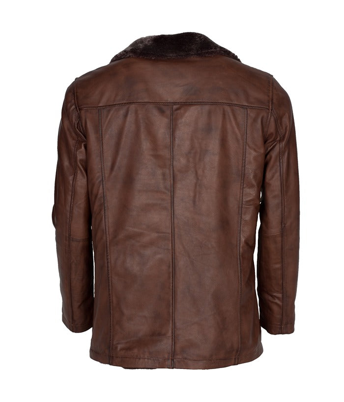 X-Men Origins Wolverine Brown Shearling Leather Coat Free Shipping Gifts for Him