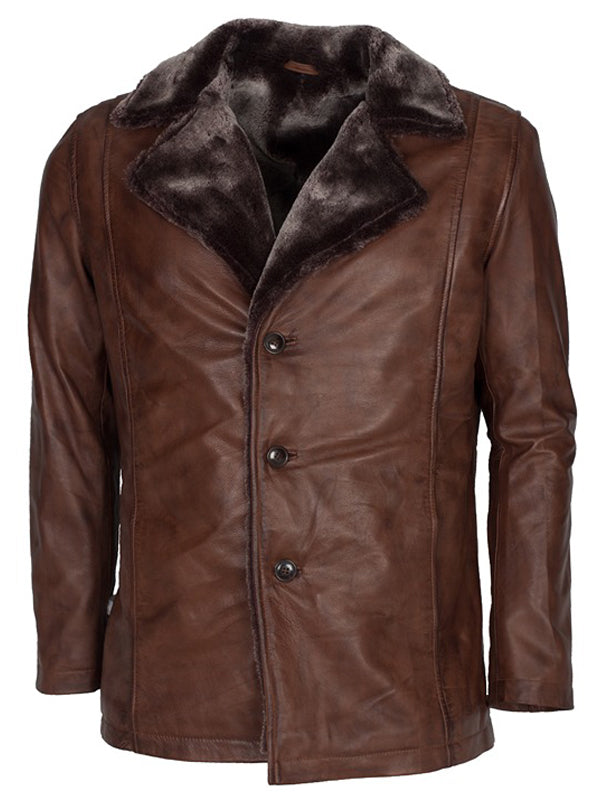 X-Men Origins Wolverine Brown Shearling Leather Coat