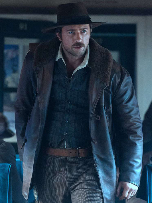Yellowstone Cowboy 1923 Brandon Sklenar Brown Leather Coat