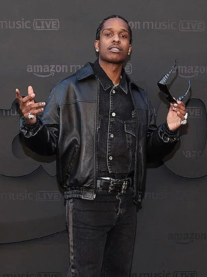 A$AP Rocky Biker Black Leather Jacket