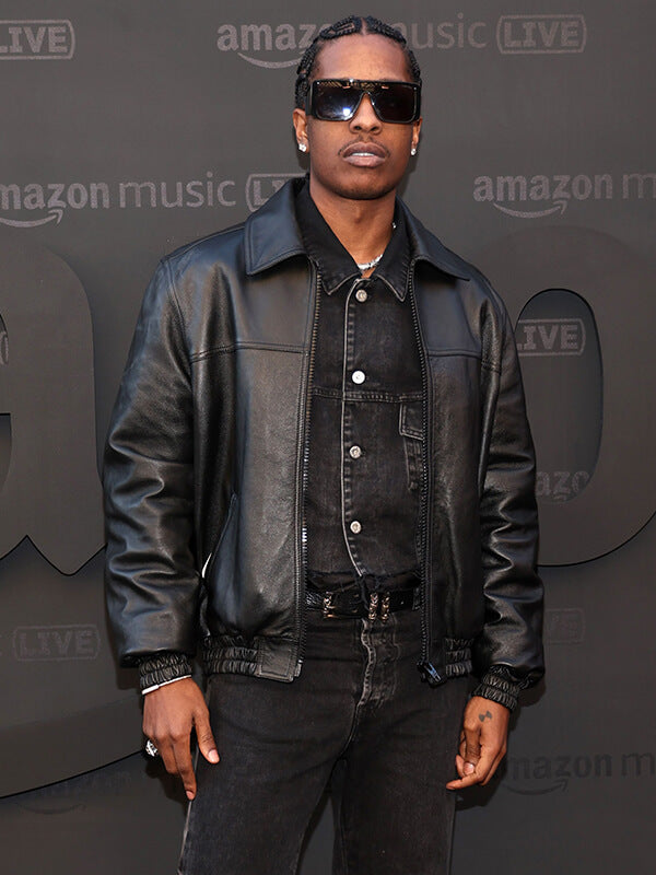 A$AP Rocky Biker Black Leather Jacket