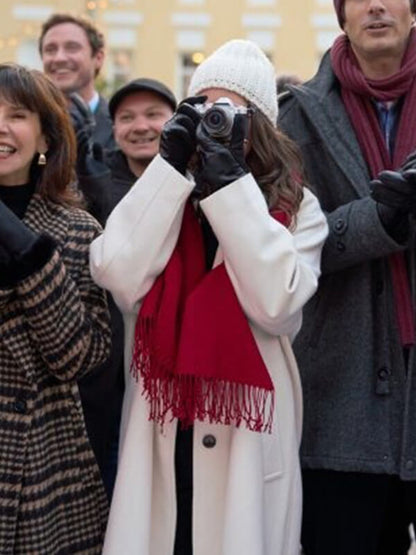 A Keller Christmas Vacation Eden Sher White Wool Coat