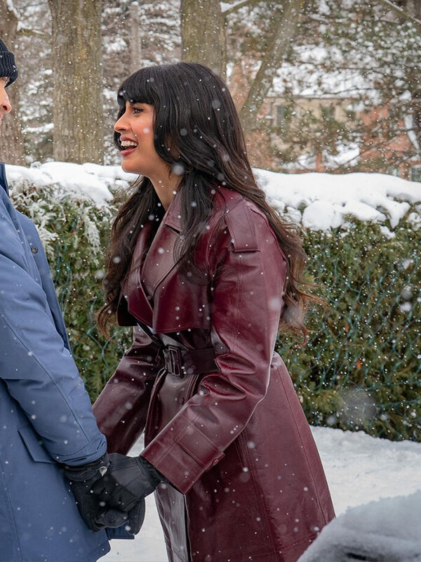 A Merry Little Ex-Mas 2025 Jameela Jamil Leather Coat