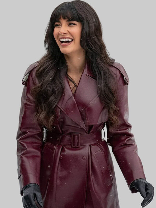 A Merry Little Ex-Mas 2025 Jameela Jamil Leather Coat