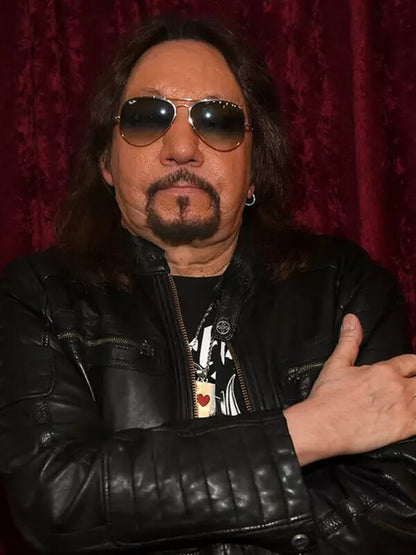 Ace Frehley Biker Black Leather Jacket