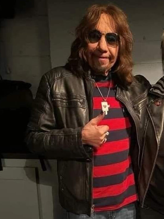 Ace Frehley Biker Black Leather Jacket