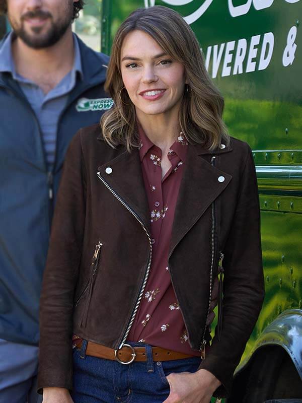 Aimee Teegarden Love Finds You 2026 Brown Suede Jacket