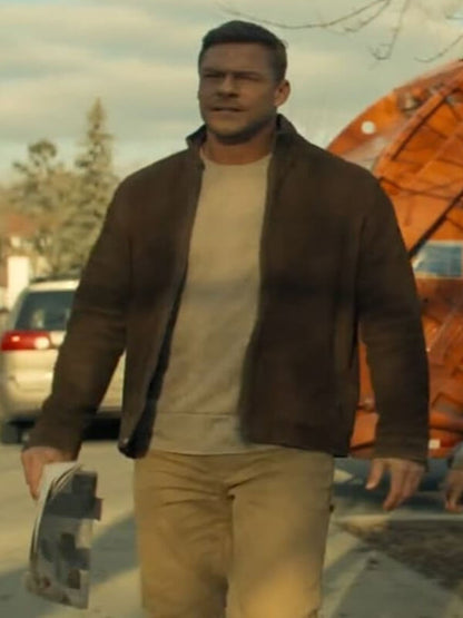 Alan Ritchson Reacher Jack Reacher Brown Suede Jacket