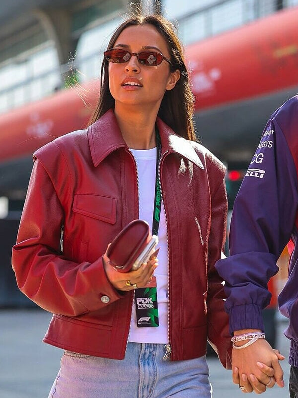Alexandra Leclerc F1 Grand Prix Of China Red Leather Jacket