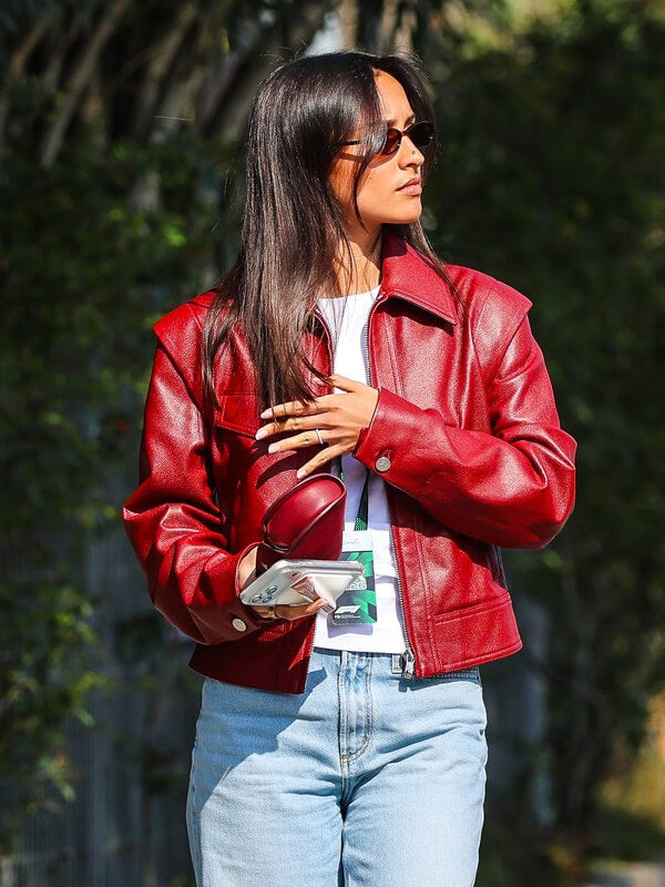 Alexandra Leclerc F1 Grand Prix Of China Red Leather Jacket