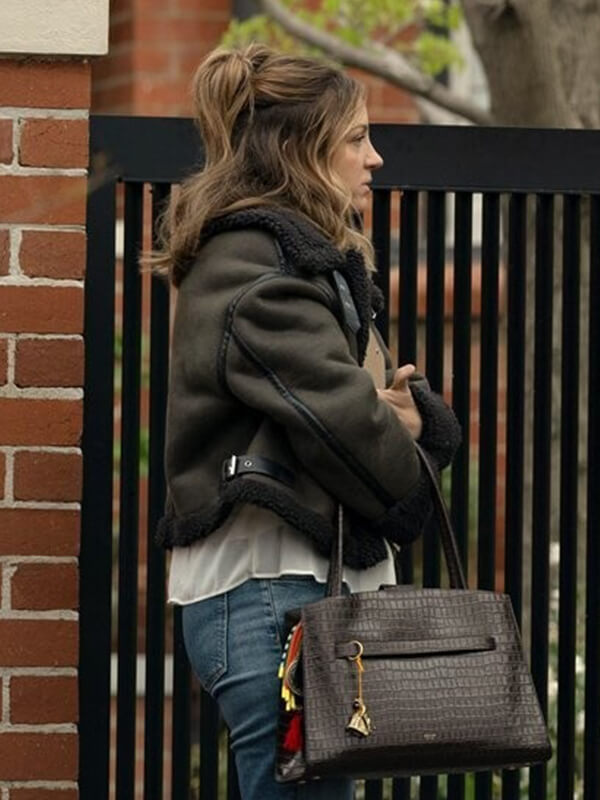 All Her Fault S01 Abby Elliott Suede Shearling Jacket